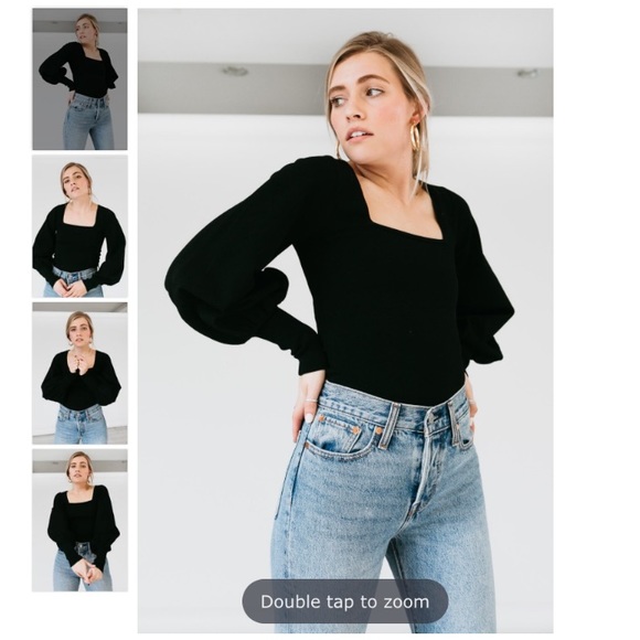 Autumn Cashmere Tops - AUTUMN CASHMERE**Black Bishop Top**Med. $495